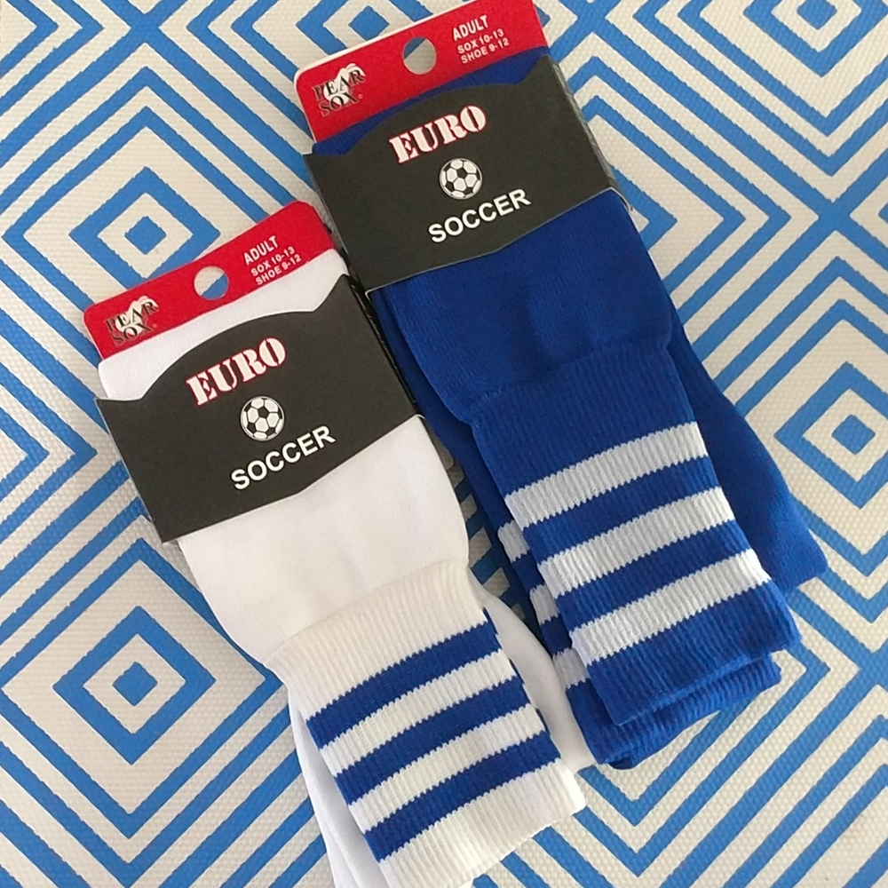 Pear Sox Euro soccer socks, 2 pair,adult 9-12 shoe